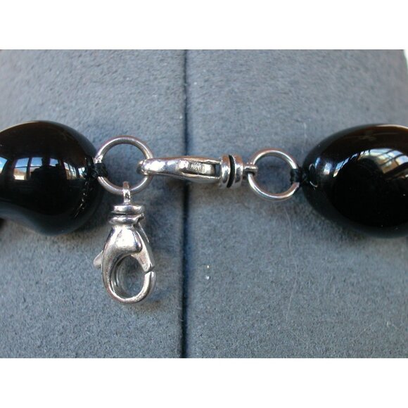 Chunky Black Bead Necklace With Lobster Clasp Closure - Picture 4 of 4